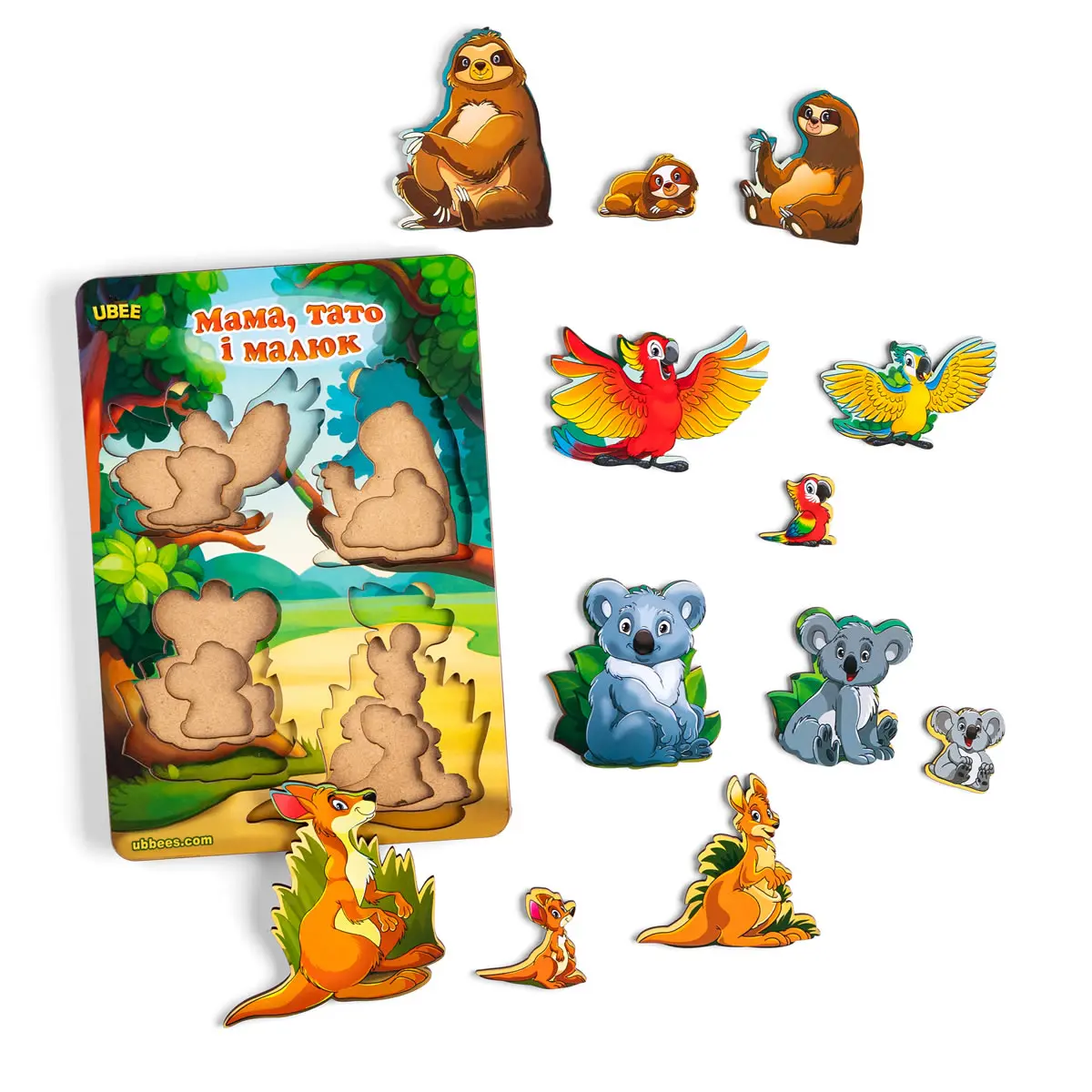 Дерев'яні Вкладки більше або менше: Родина – тварини Австралії