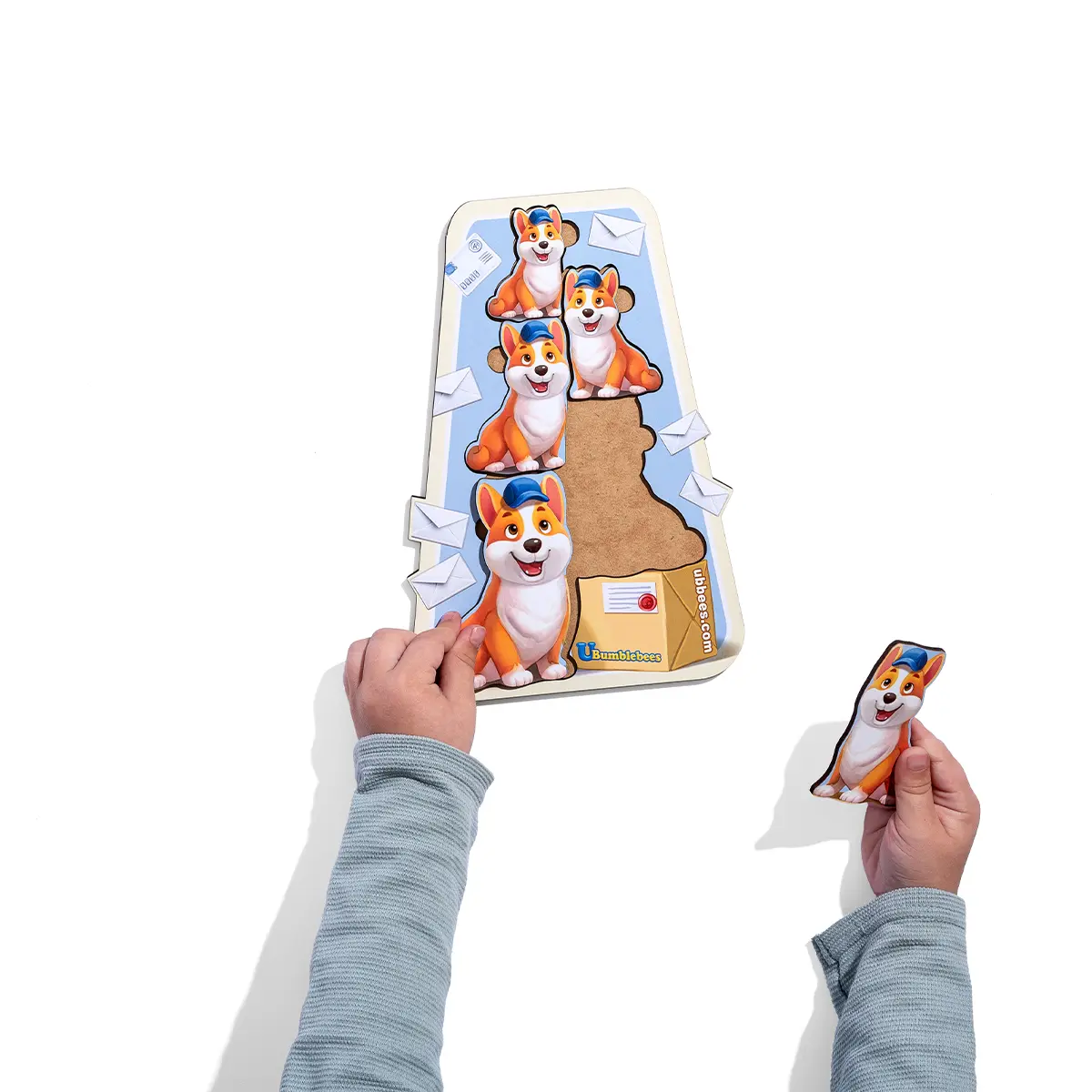 Сортер дерев'яний більше-менше "Коргі-листоноші" (Дитяча розвиваюча гра)