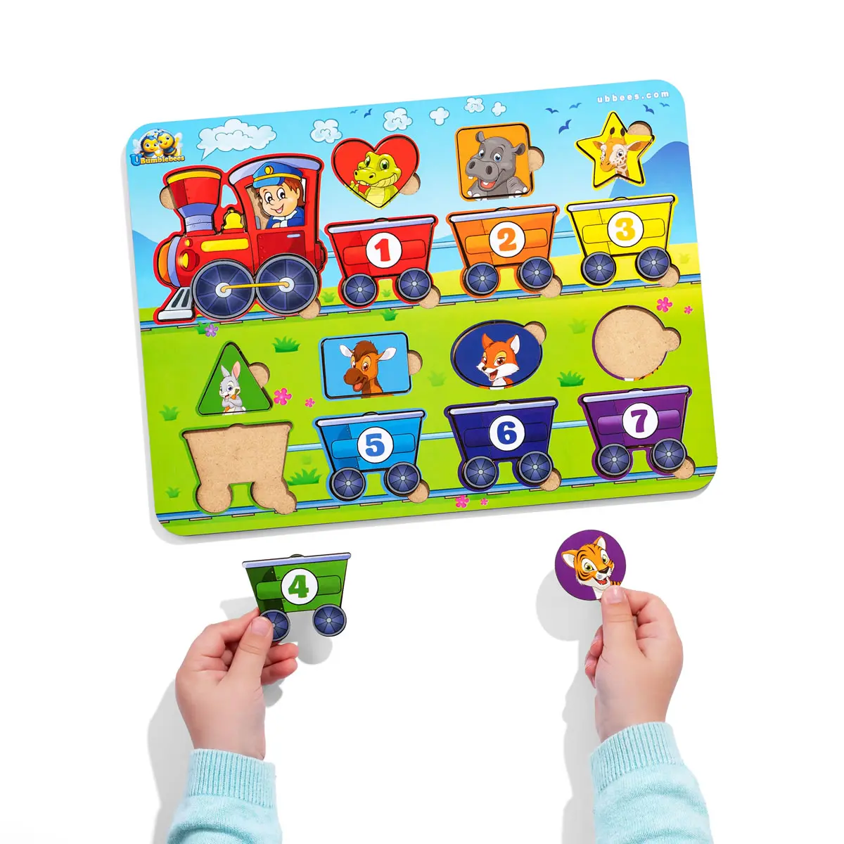 Сортер дерев'яний: Паровоз Геометричні фігури. Розвивашка для дітей