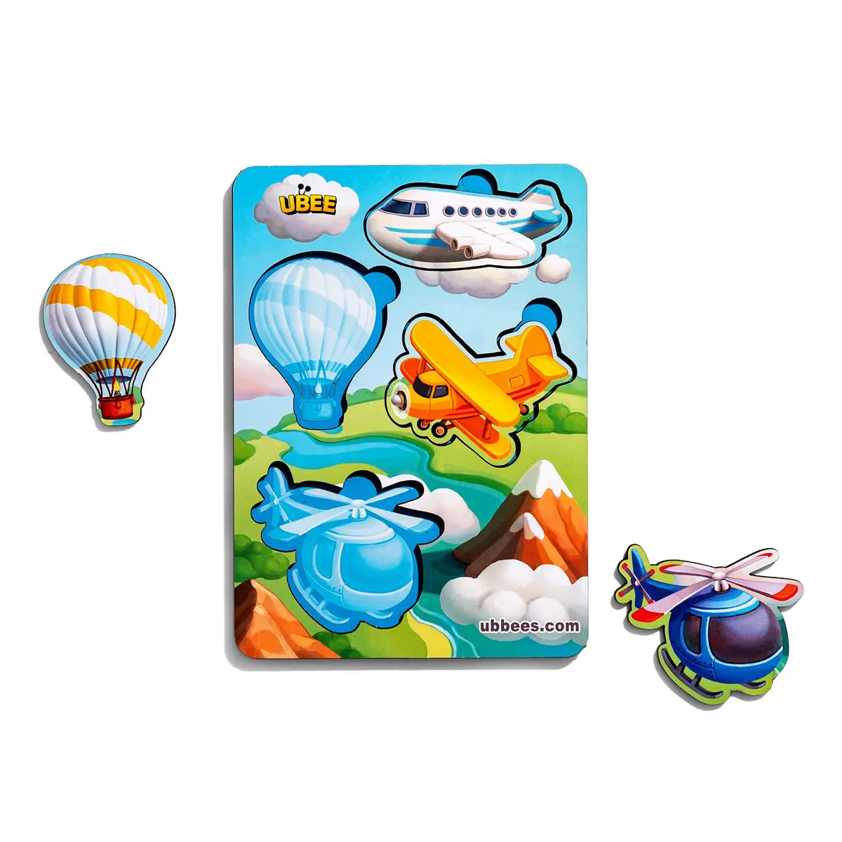 Дерев'яний пазл (рамки-вкладач) "Транспорт - 1" (фон із підказкою)