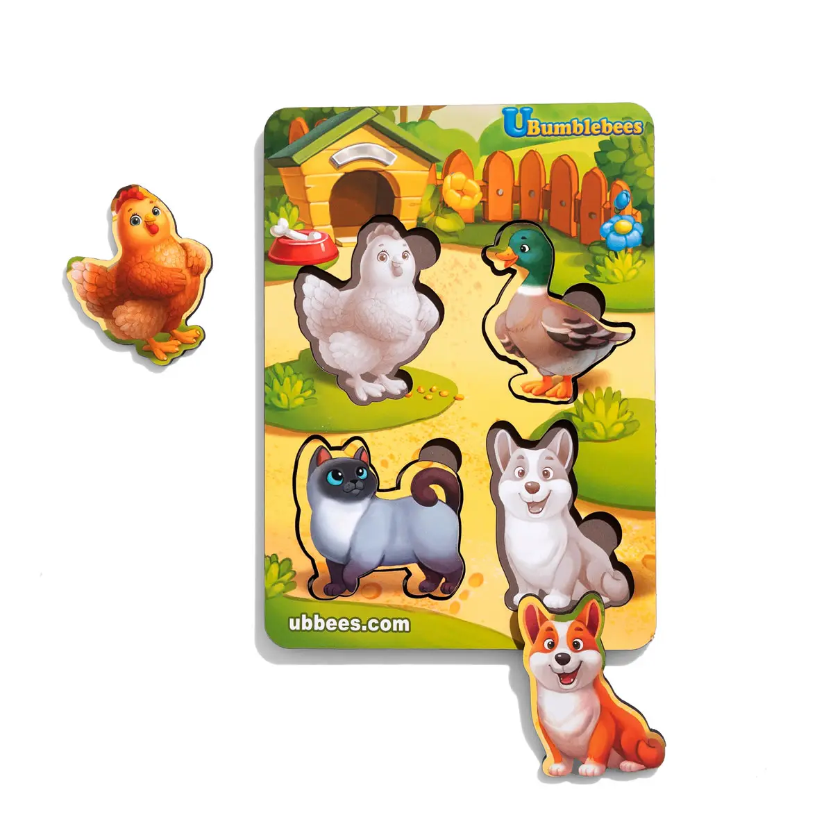 Дерев'яні вкладачі (рамка-вкладка) "Домашні тварини – 2" (фон із підказкою)
