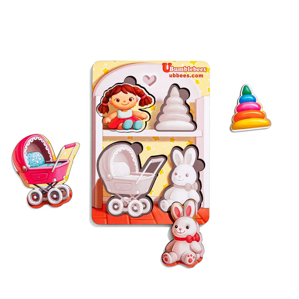 Дерев'яний пазл (рамки-вкладач) "Іграшки - 2" (фон із підказкою)