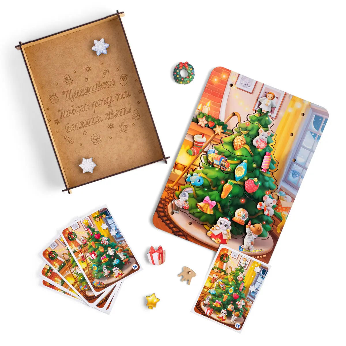 Розвиваюча гра 2 в 1 Дерев'яний пазл "Ялинка (велика)"