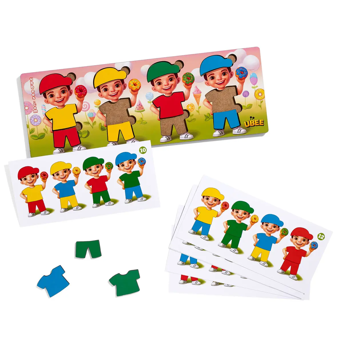 Дерев'янний пазл-сортер "Хлопчики з пончиками" - Розвиваюча гра для дітей