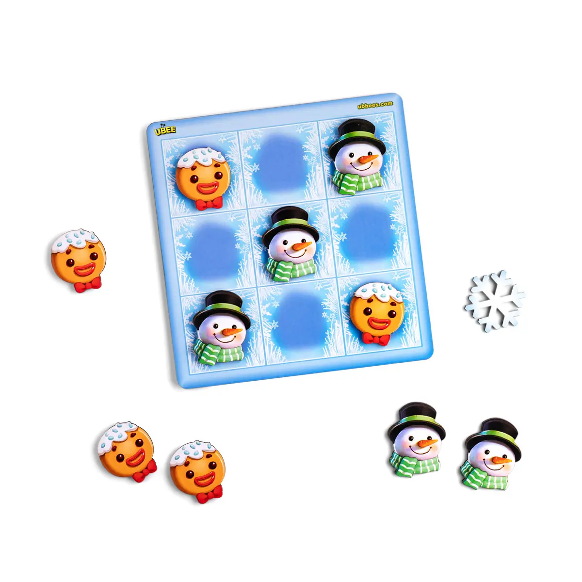 Сортер дерев'яний "Хрестики-нолики: Пряники проти сніговиків" - Логічна розвиваюча гра для дітей