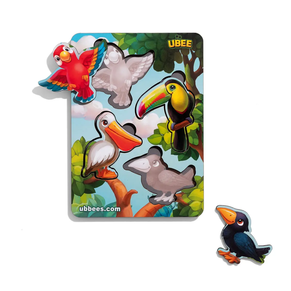 Дерев'яні вкладачі (рамка-вкладач) "Птахи" (фон із підказкою)