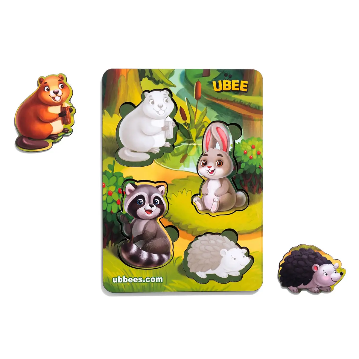 Дерев'яні вкладачі (рамка-вкладач) "Лісові тварини – 1" (фон із підказкою)