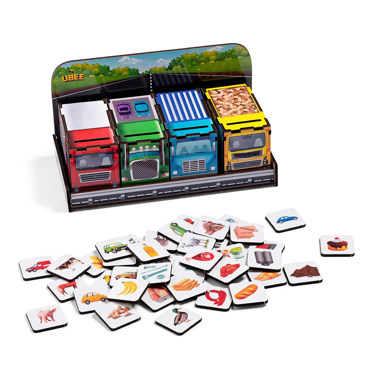 Дитяча розвивашка Чарівний комодик "Автопарк" (Дерев'яний сортер)