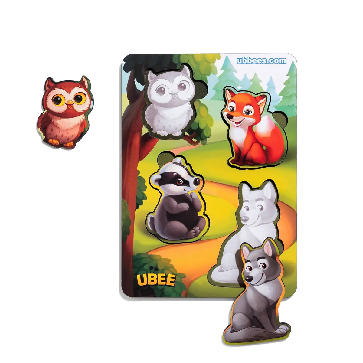 Дерев'яні вкладачі (рамка-вкладач) "Лісові тварини – 2" (фон із підказкою)