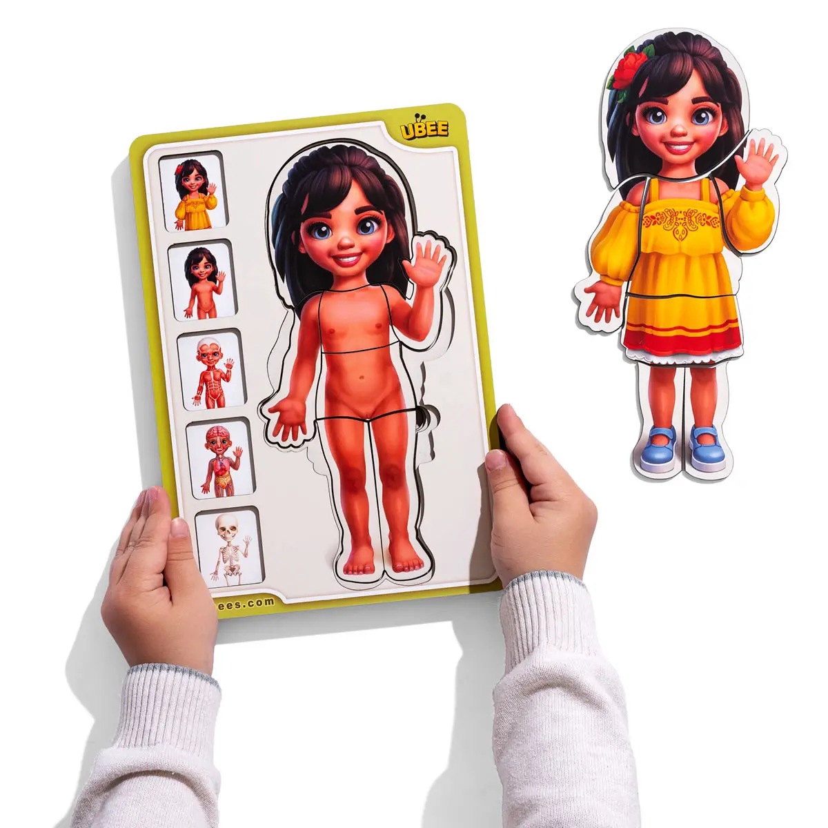 Пазл багатошаровий дерев'яний: "Анатомія людини – дівчинка - 2". (Дерев'яні пазли для дітей)