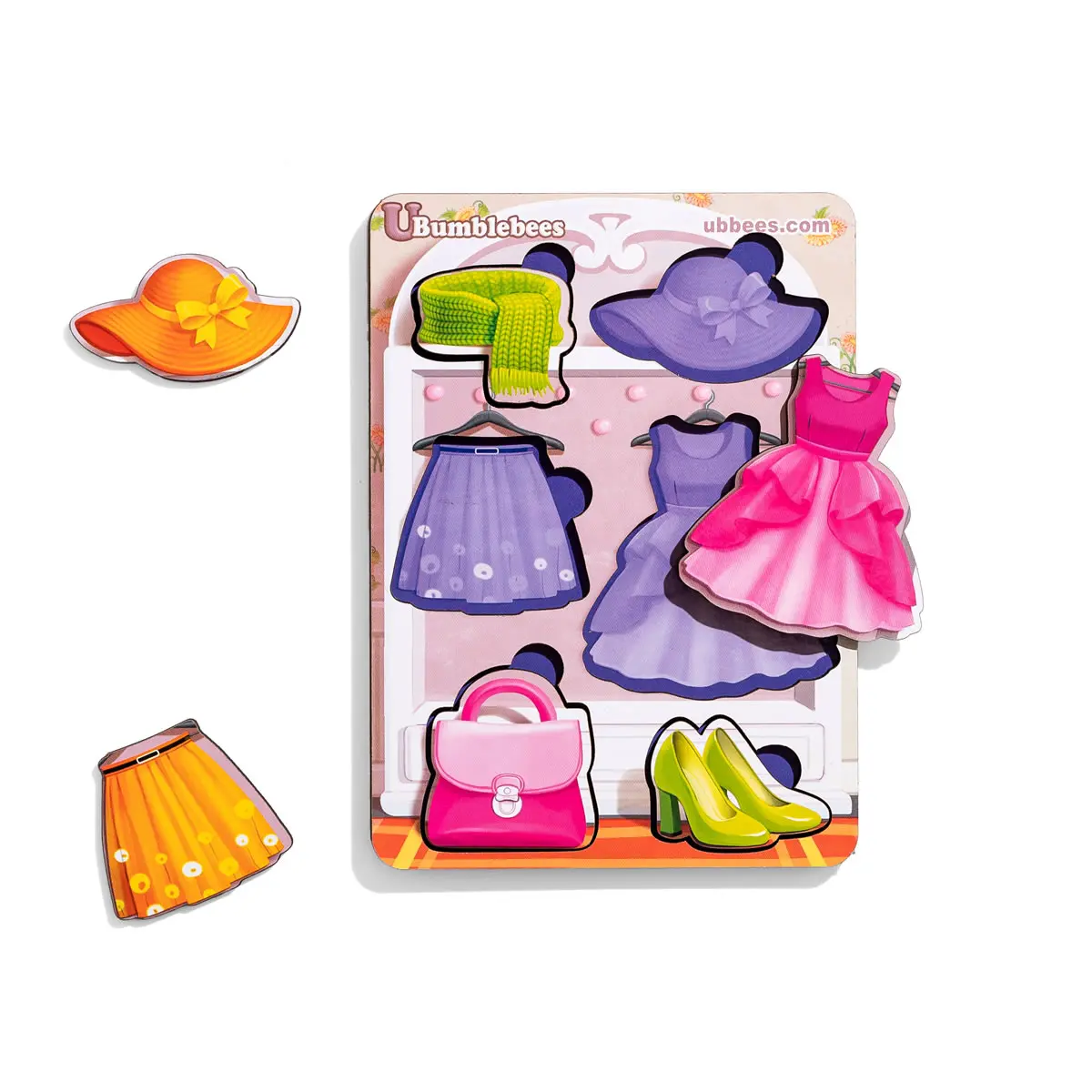 Дерев'яний пазл (рамки-вкладка) "Одяг - 2" (фон із підказкою)