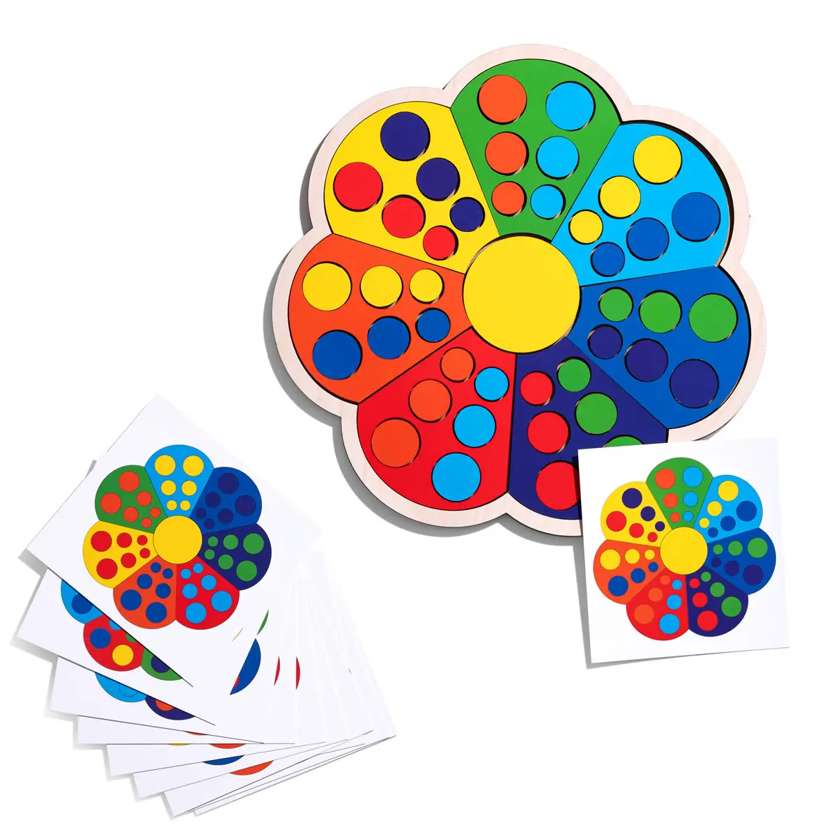 Сортер дерев'яний (дитяча гра з картками) "Квітка-семибарвиця-1"