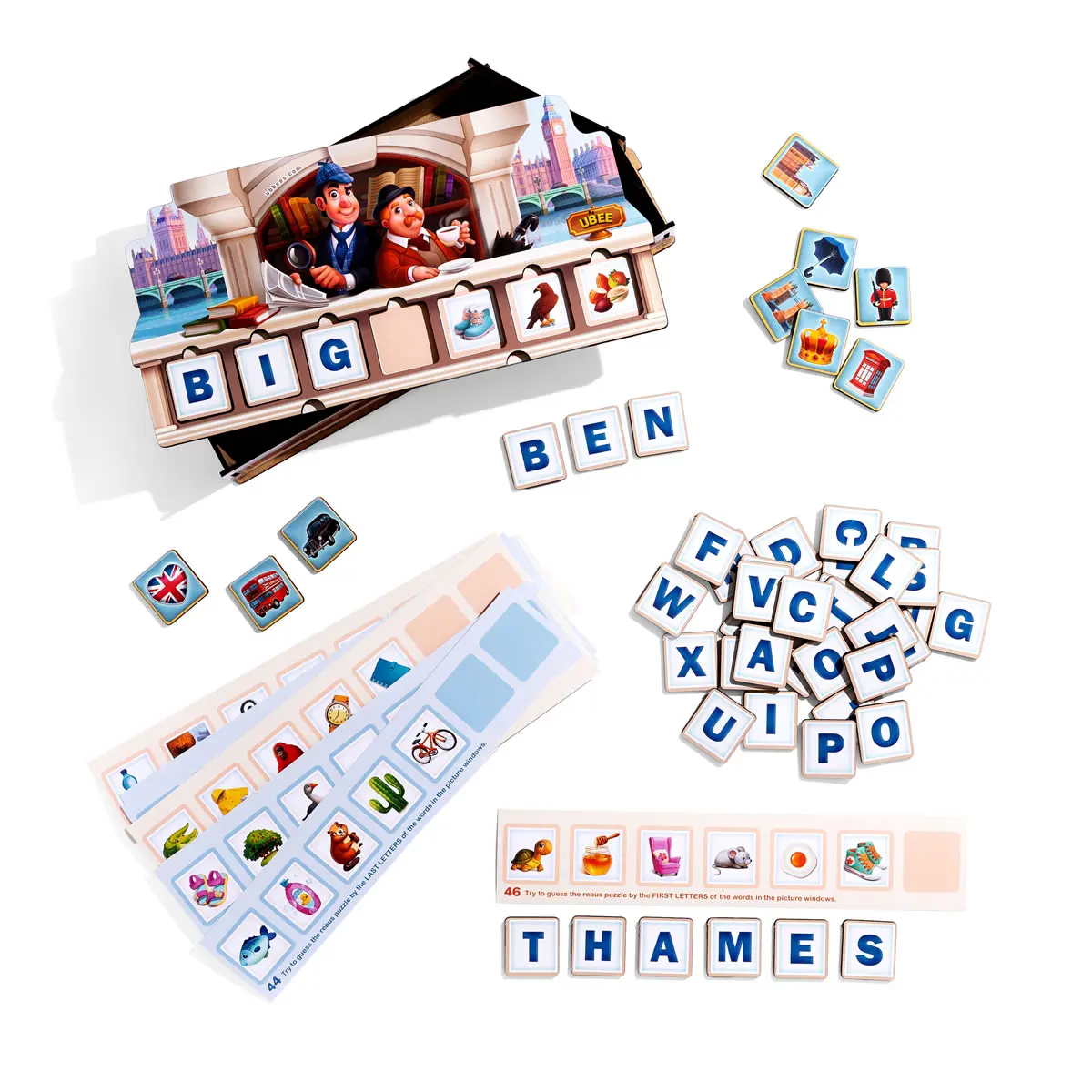 Дерев'яна дитяча розвиваюча гра "Ребус" англійською мовою