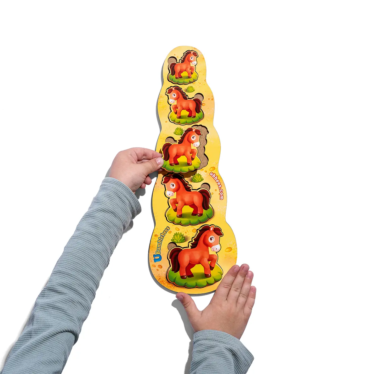 Сортер дерев'яний більше-менше "Коники" (Дитяча розвиваюча гра)