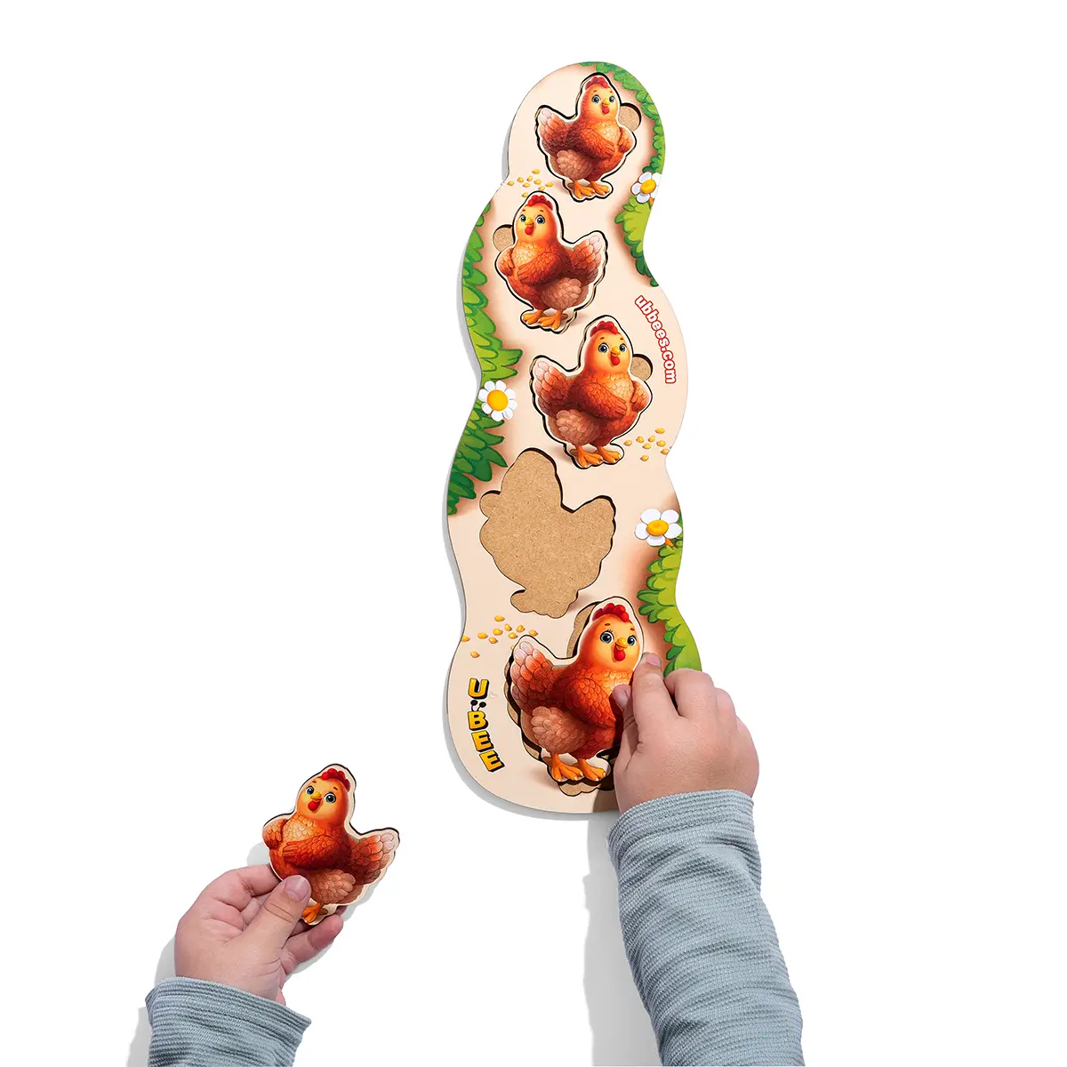 Сортер дерев'яний більше-менше "Курочки" (Дитяча розвиваюча гра)