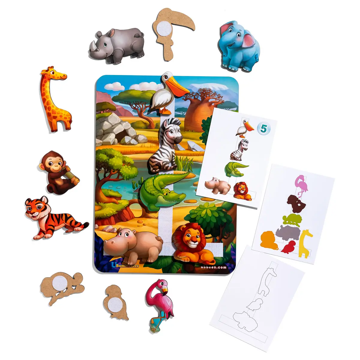 Розвиваюча дитяча гра на липучці з картками "Повтори за схемою - Африка" (Дерев'яна розвивашка на липучках)