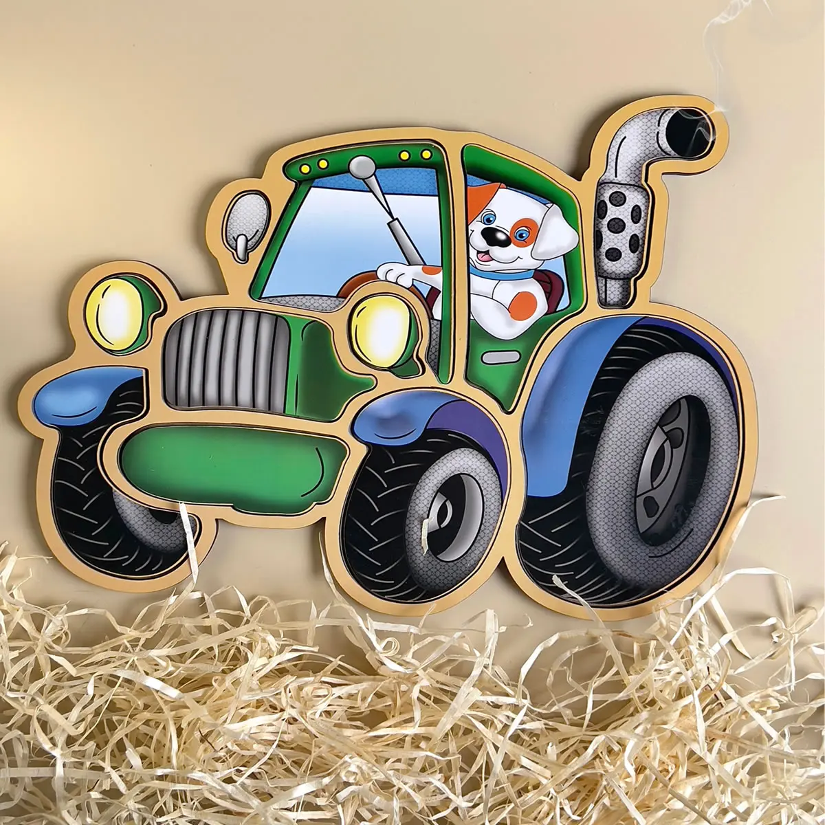 Контурний пазл (дерев'яний) - Трактор. Розвиваюча гра для малят