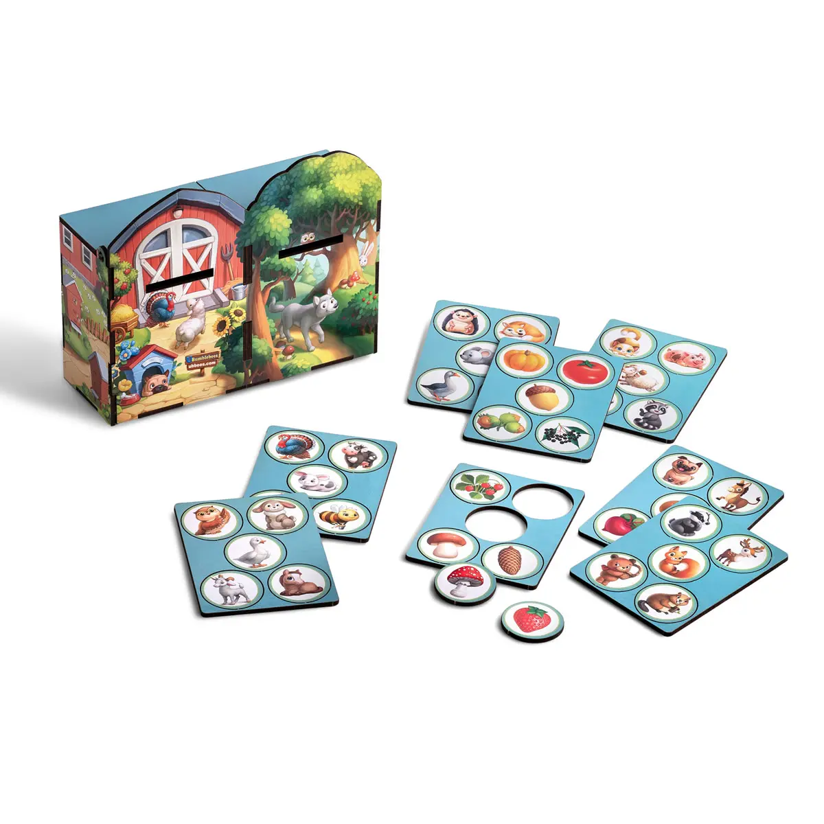 Дерев'яний сортер-комодик "Дикі та свійські тварини". Розвиваюча гра для дітей від 3 років