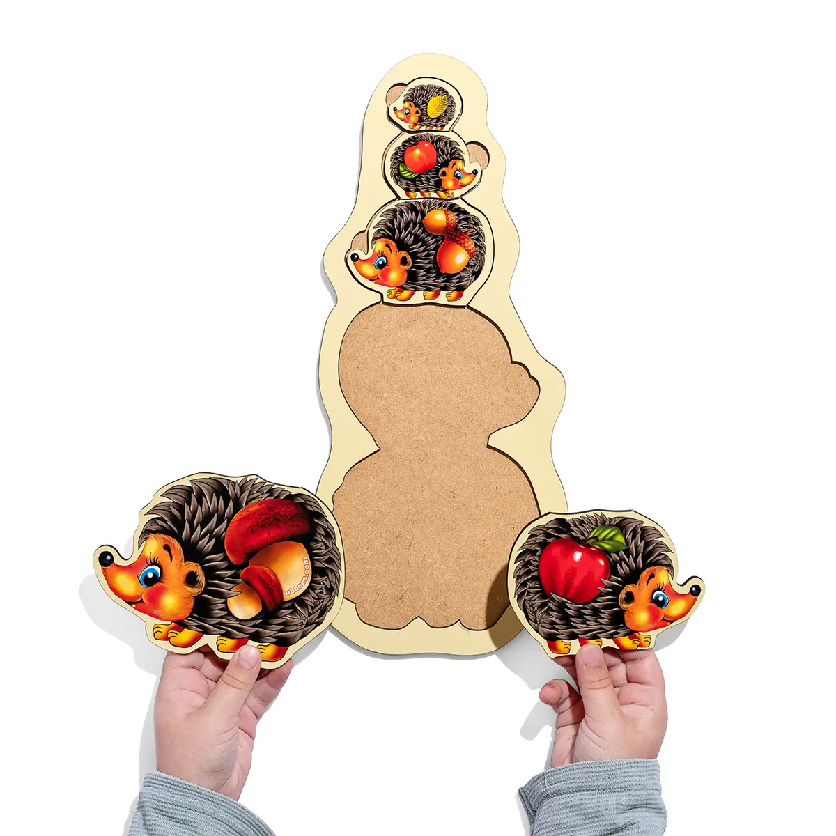 Дерев'яний сортер-пазл (дерев'яна вкладка) "Їжачки"