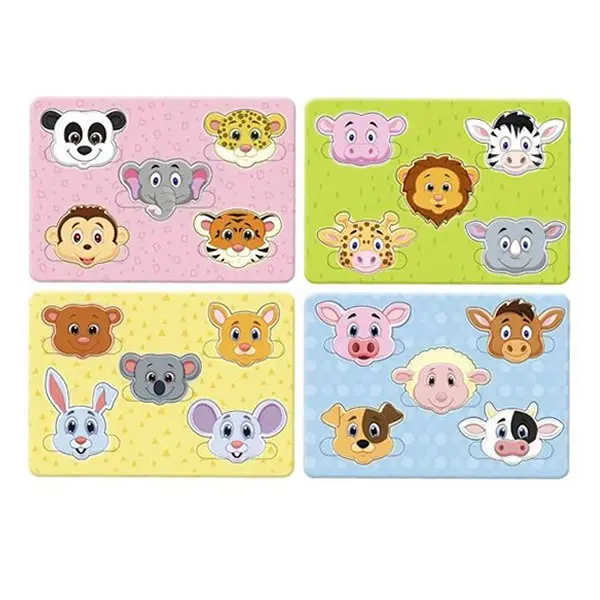 Дерев'яні пазли-вкладки Веселі мордашки – дорожня версія