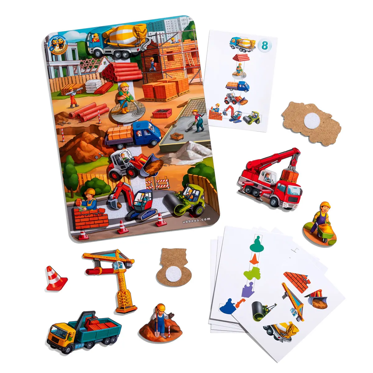 Розвиваюча дитяча гра на липучці з картками "Будівельний майданчик" (Дерев'яна розвивашка на липучках)