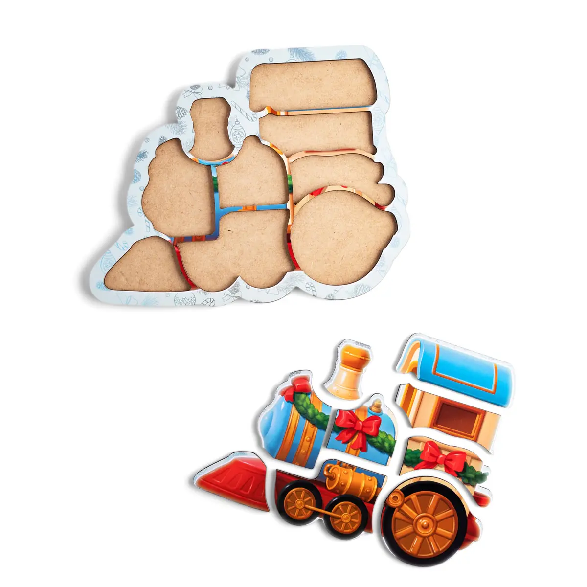 Контурний дерев'яний пазл - рамка "Паровоз" - Розвиваюча гра