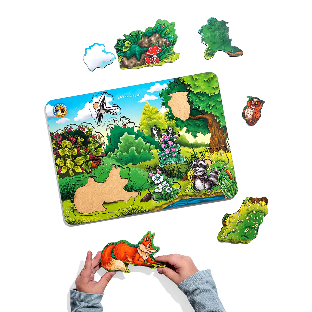 Дерев'яний вкладка-сортер "А де ж звірі? серія "ліс" (Розвиваючі ігри для дітей)